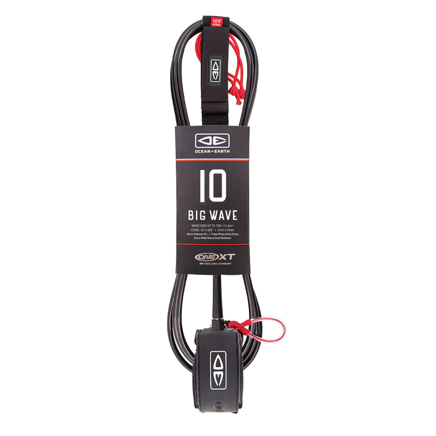 Ocean & Earth Big Wave Pin Release Leash – 10 ft: Black packaged 10ft Big Wave leash