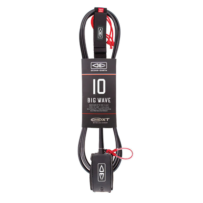 Ocean & Earth Big Wave Pin Release Leash – 10 ft: Black packaged 10ft Big Wave leash