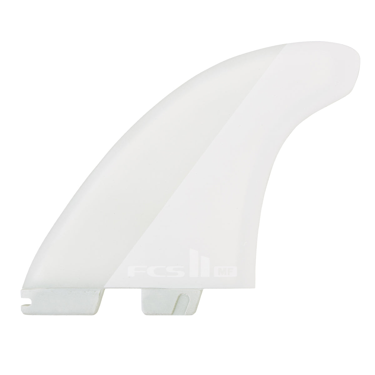 FCS II Mick Fanning Twin + Stabiliser Fins - PC + AirCore: reverse pale face of the white twin fin