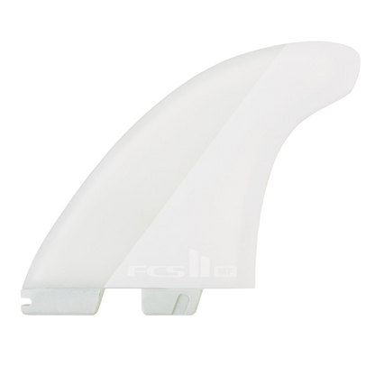 FCS II Mick Fanning Twin + Stabiliser Fins - PC + AirCore: reverse pale face of the white twin fin