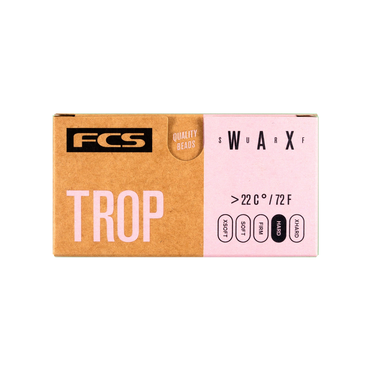 FCS Surf Wax: tropical formula packaging, above 22°C