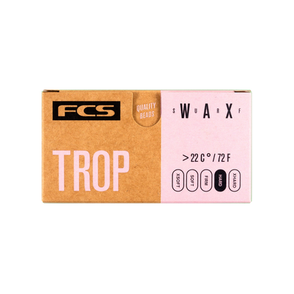 FCS Surf Wax: tropical formula packaging, above 22°C