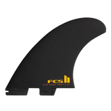 FCS II Otis Carey Twin + Stabiliser Fins - Performance Glass: reverse black twin face with yellow FCS lettering