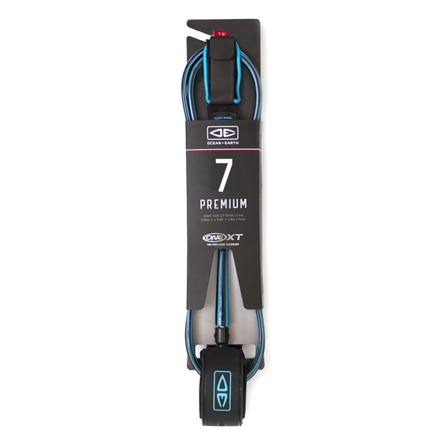 Ocean & Earth Premium One-XT Leash – 7 ft: Blue leash in retail packaging, full view