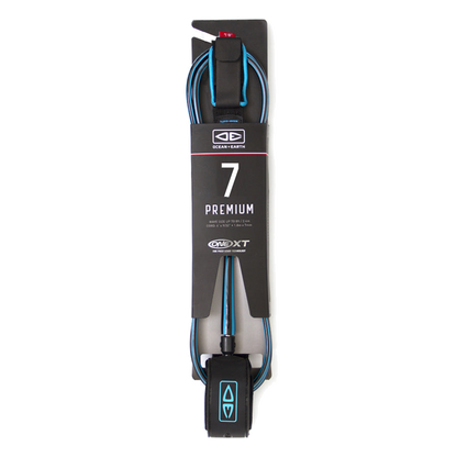 Ocean & Earth Premium One-XT Leash – 7 ft: Blue leash in retail packaging, full view