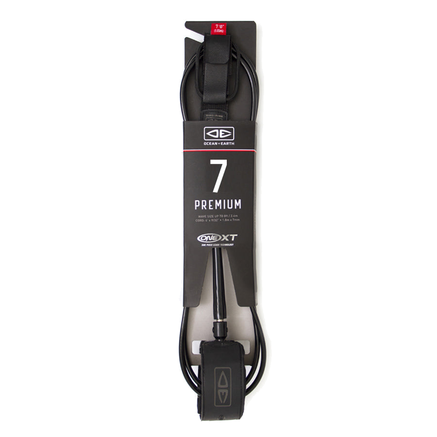 Ocean & Earth Premium One-XT Leash – 7 ft: Black leash in retail packaging, full view