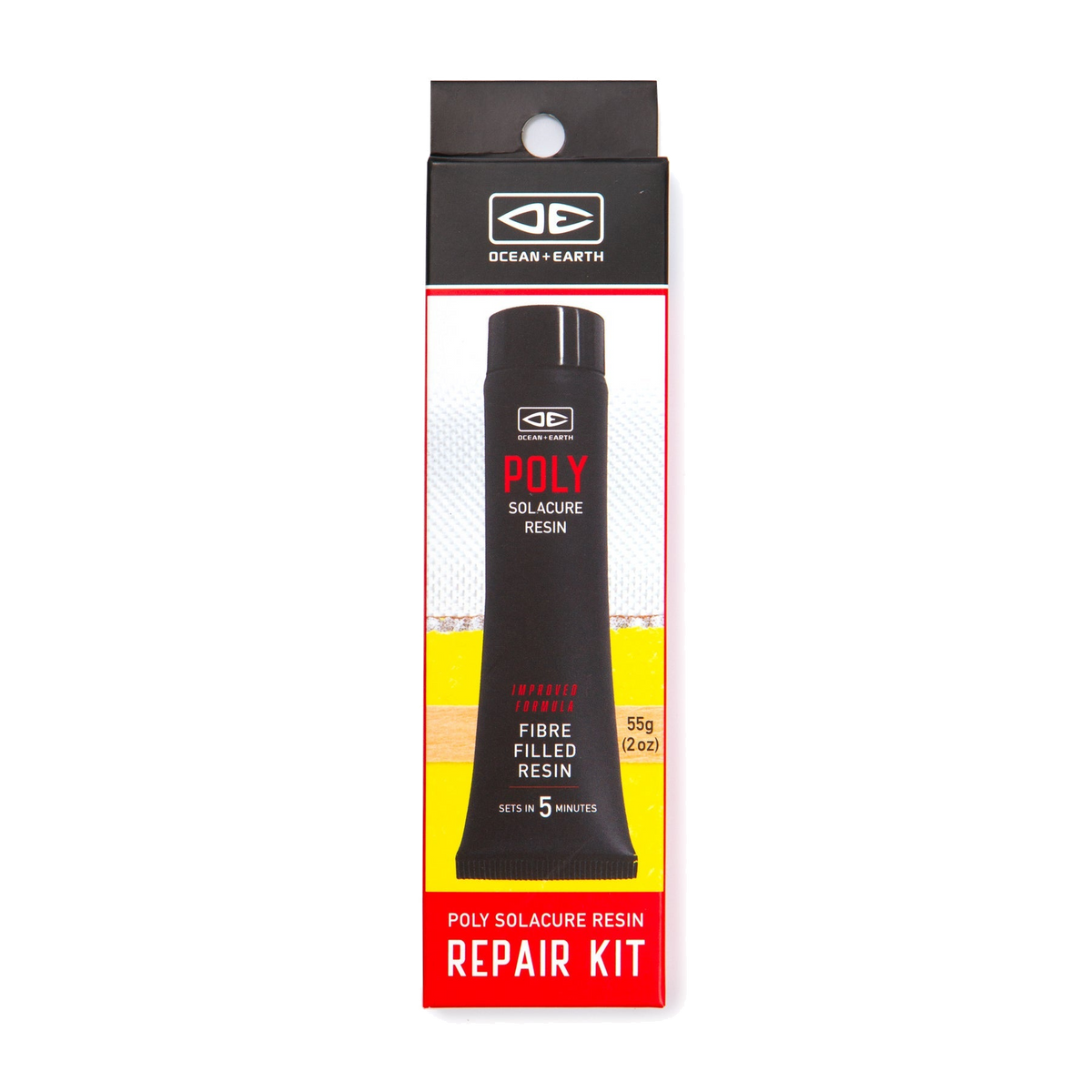 Ocean & Earth Solarcure Polyurethane Repair Kit – 55 g: Polyurethane repair kit in black-and-red packaging