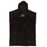 Ocean & Earth Corp Hooded Poncho: Black Corp poncho, flat front view