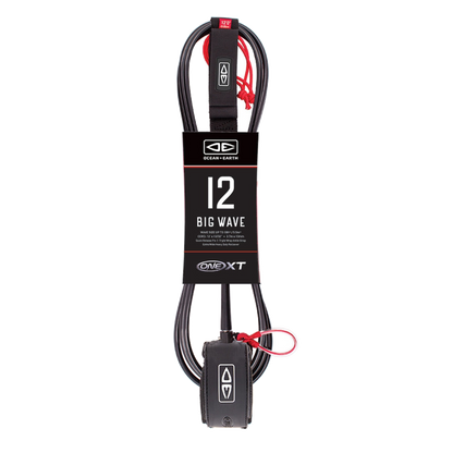 Ocean & Earth Big Wave Pin Release Leash – 12 ft: Black packaged 12ft Big Wave leash
