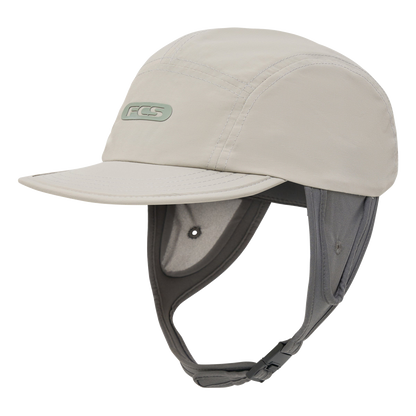 FCS Essential Surf Cap: warm Grey surf cap with adjustable strap