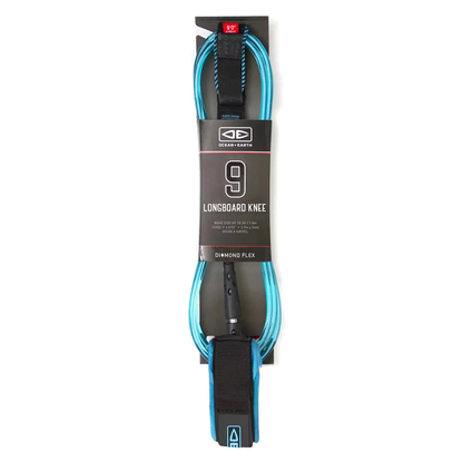Ocean & Earth Diamond Flex Longboard Knee Leash – 9 ft: Blue packaged knee leash