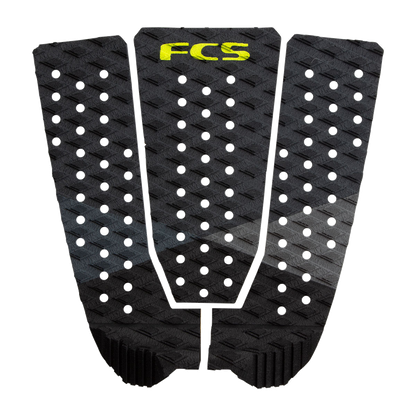 FCS Kolohe Andino Traction: darkness pad with black panels and yellow FCS lettering
