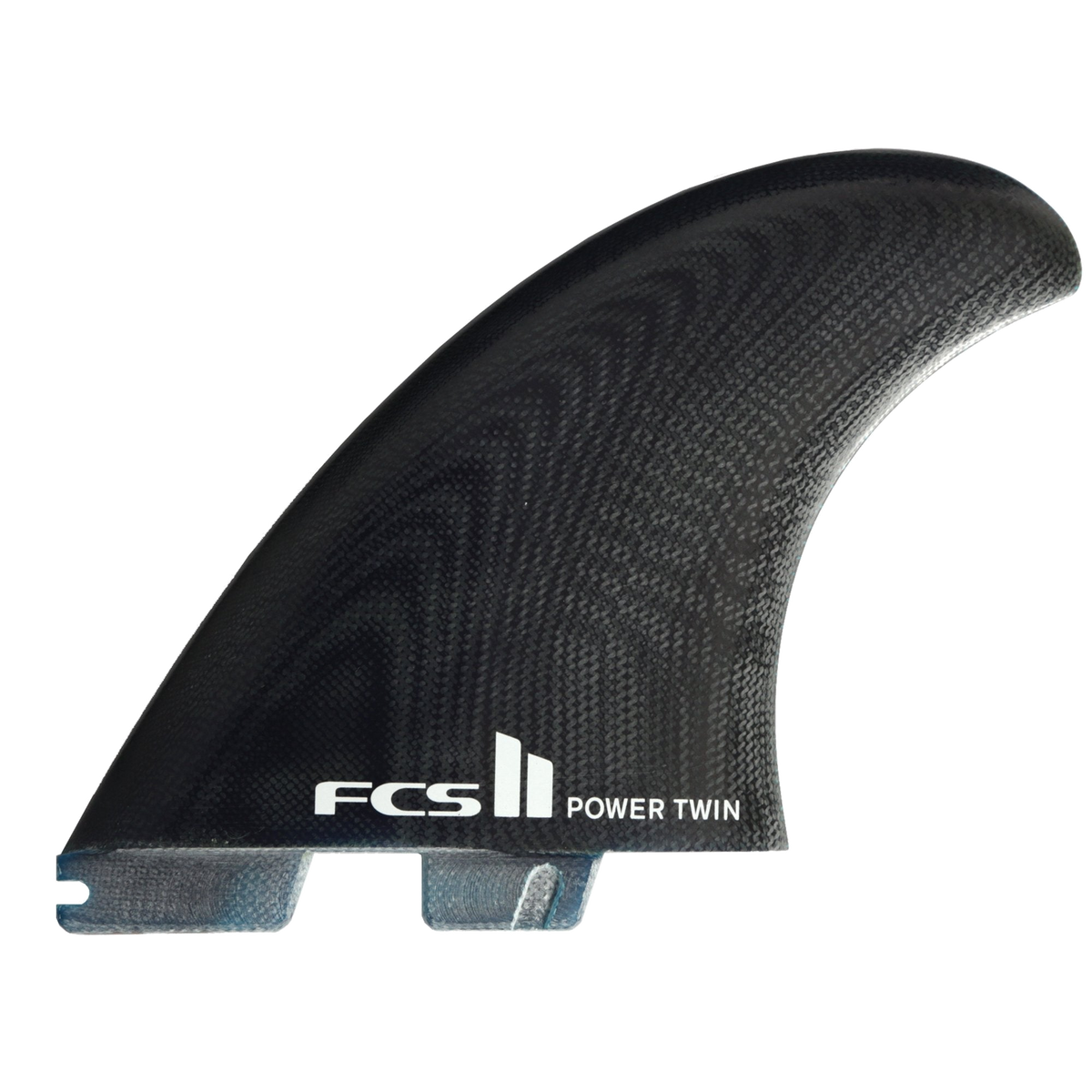 FCS II Power Twin + Stabiliser Fins - Performance Glass: black Power Twin side fin with white FCS logo