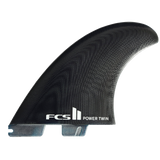 FCS II Power Twin + Stabiliser Fins - Performance Glass: black Power Twin side fin with white FCS logo