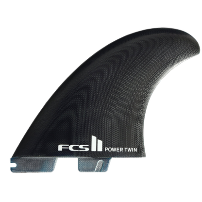 FCS II Power Twin + Stabiliser Fins - Performance Glass: black Power Twin side fin with white FCS logo