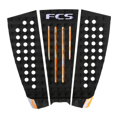 FCS Julian Wilson Traction: black and Multi Camo pad with orange centre channels and patterned side panels