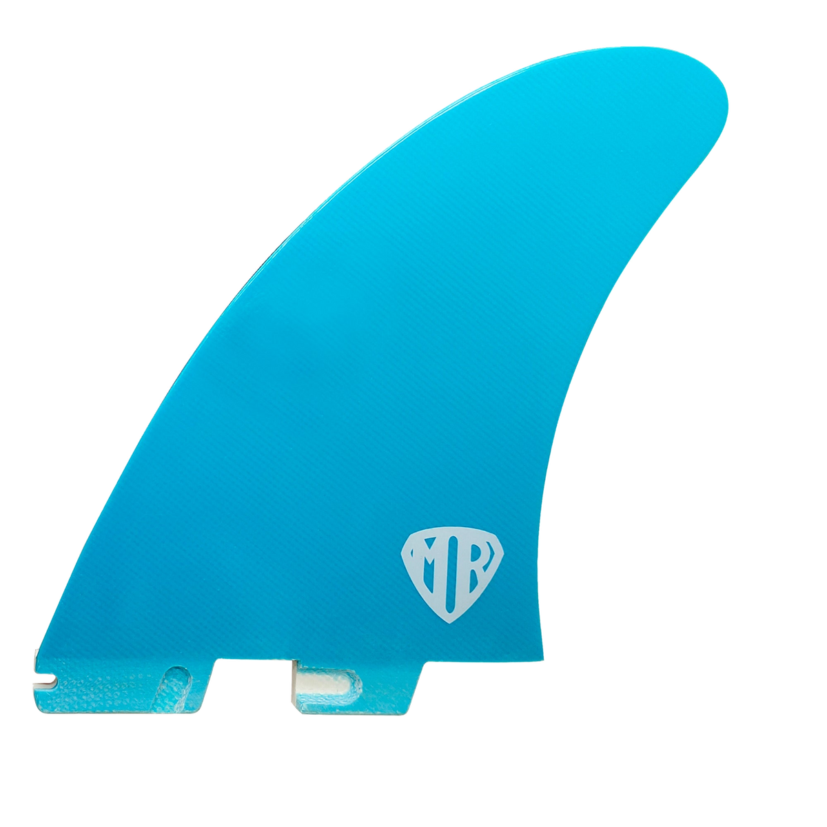 Blue reverse face of the Mark Richards Freeride fin with MR emblem