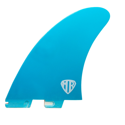 Blue reverse face of the Mark Richards Freeride fin with MR emblem