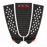 FCS Filipe Toledo Treadlite Traction: charcoal and Red pad with red FCS logo and tail kick accents