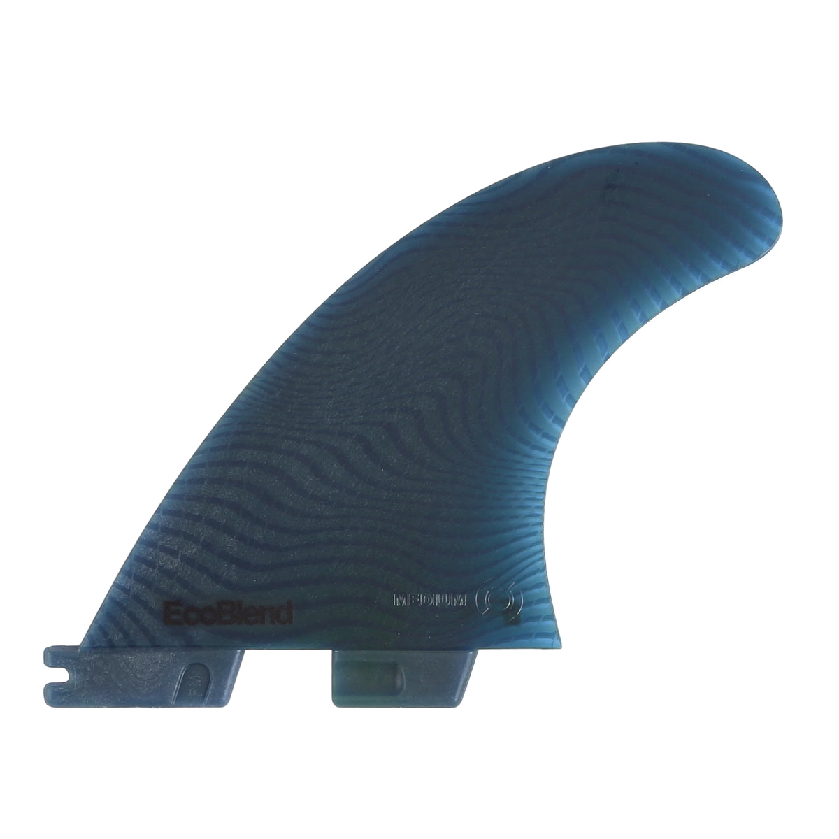 FCS II Performer Tri Fins - Eco Neo Glass: inboard face of the Pacific fin with EcoBlend marking