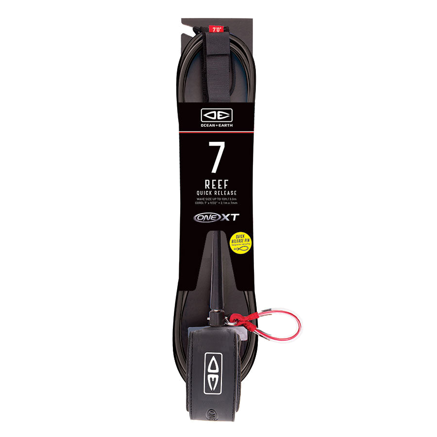 Ocean & Earth Reef Quick Release One-XT Leash – 7 ft: Black packaged Reef leash