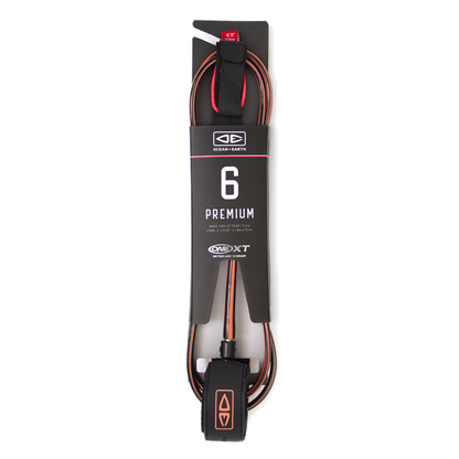 Ocean & Earth Premium One-XT Leash – 6 ft: Coral leash in retail packaging, full view