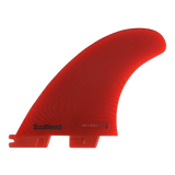 FCS II Accelerator Tri Fins - Eco Neo Glass: reverse face of the red fin with EcoBlend lettering