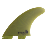 FCS II Carver Tri Fins - Eco Neo Glass: eucalyptus green fin with dark Carver lettering