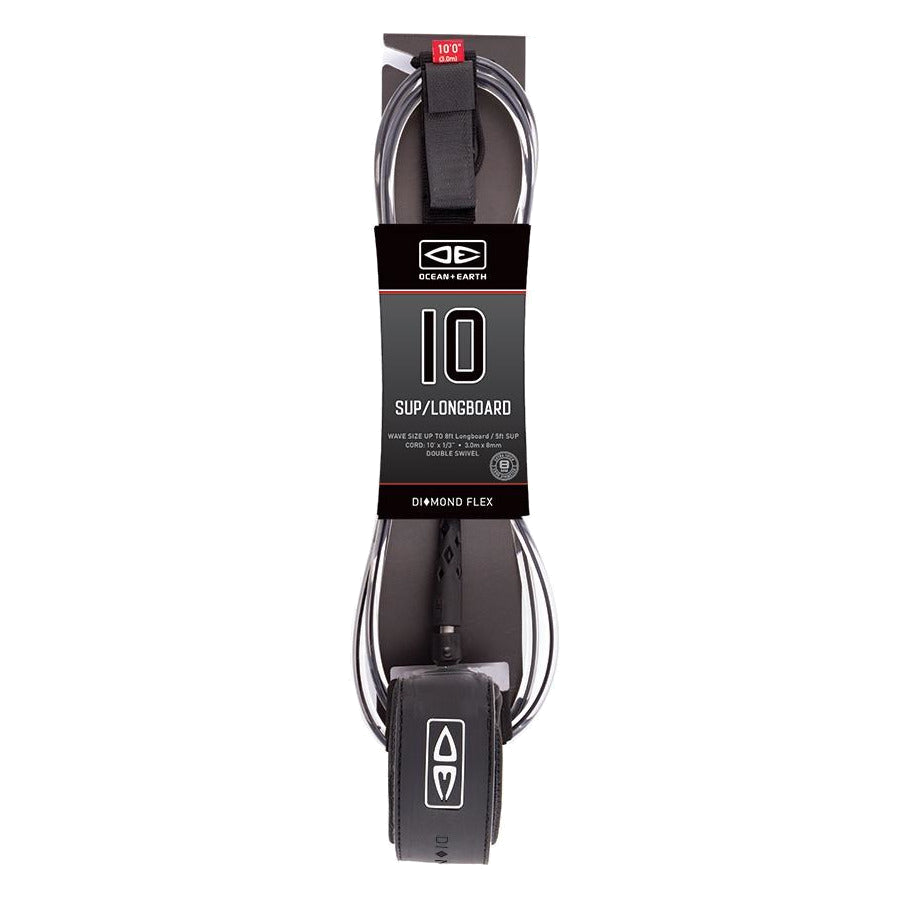 Ocean & Earth Regular SUP/Longboard Leash – 10 ft: Black packaged 10ft SUP longboard leash