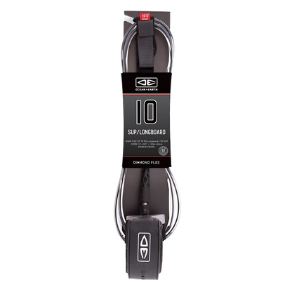 Ocean & Earth Regular SUP/Longboard Leash – 10 ft: Black packaged 10ft SUP longboard leash