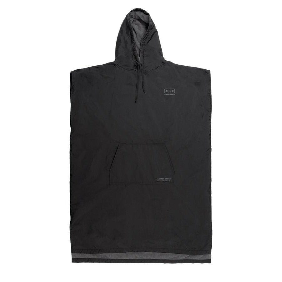 Ocean & Earth Perfect Storm Water-Resistant Poncho: Black Perfect Storm poncho, flat front view