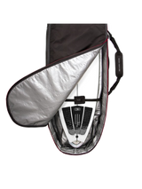 Ocean & Earth Triple Compact Shortboard Cover: opened cover showing lining and divider