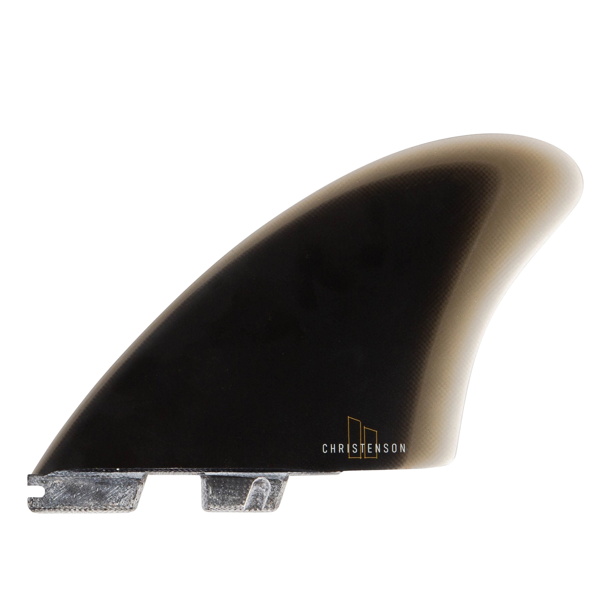 FCS II Christenson Keel - Performance Glass: reverse black keel face with Christenson lettering