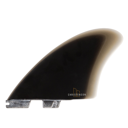 FCS II Christenson Keel - Performance Glass: reverse black keel face with Christenson lettering