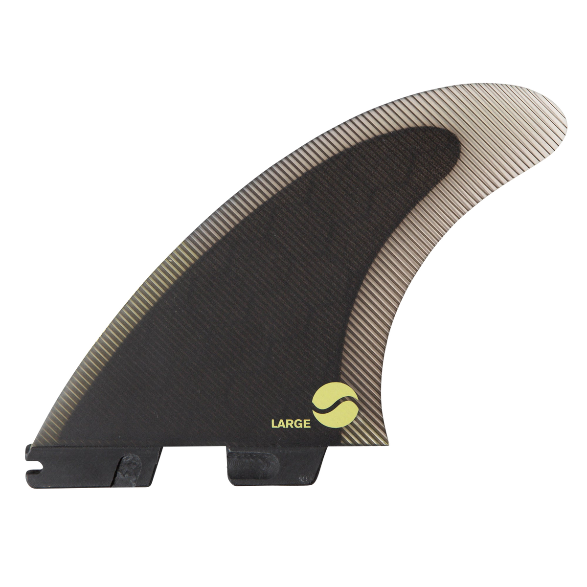 FCS II Carver Tri Fins - Performance Core: reverse face of the Carver fin showing a yellow circular mark