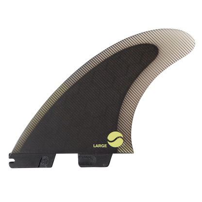 FCS II Carver Tri Fins - Performance Core: reverse face of the Carver fin showing a yellow circular mark