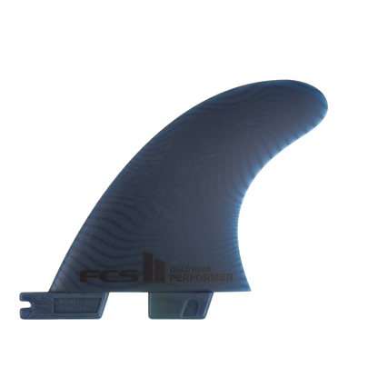 FCS II Performer Quad Rear Fins - Eco Neo Glass: pacific quad rear fin with subtle grey logo