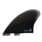FCS II Performer Keel Twin Fins - Performance Glass: black Performer keel fin with blue FCS lettering