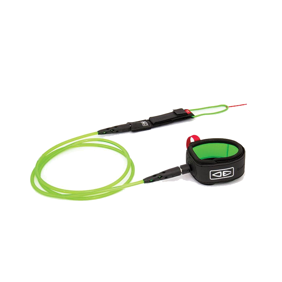 Ocean & Earth Diamond Flex Comp Leash – 6 ft: Lime leash and cuff, full layout