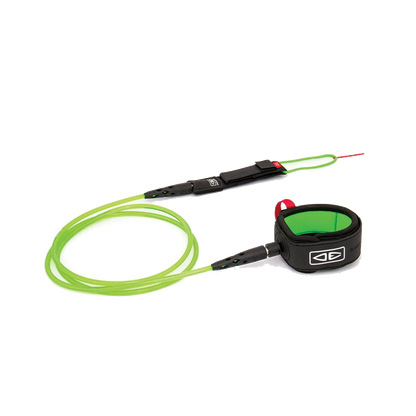 Ocean & Earth Diamond Flex Comp Leash – 6 ft: Lime leash and cuff, full layout