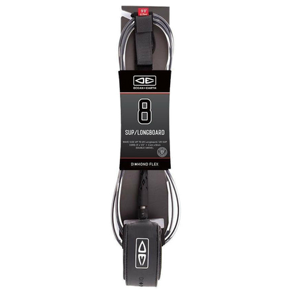 Ocean & Earth Regular SUP/Longboard Leash – 8 ft: Black 8ft SUP/Longboard Regular leash in retail packaging
