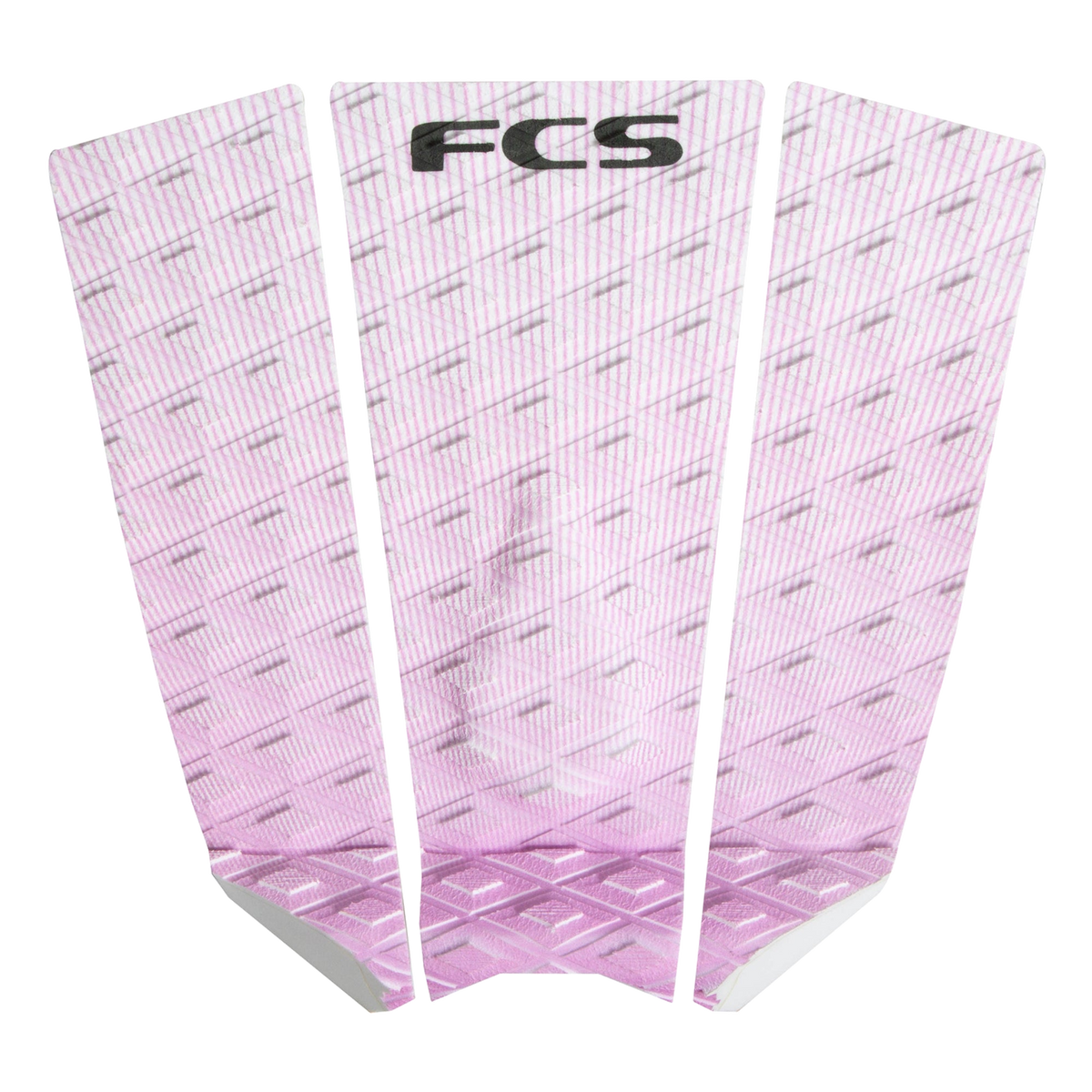 FCS Sally Fitzgibbons Traction: white and Dusty Pink three piece pad with centre arch and pale pink kick