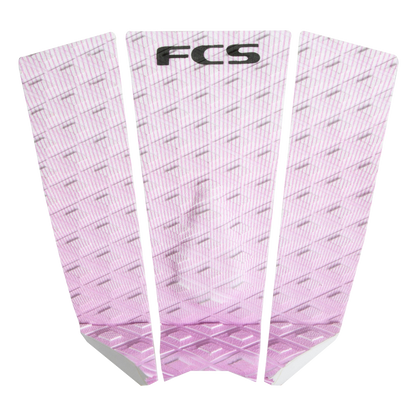 FCS Sally Fitzgibbons Traction: white and Dusty Pink three piece pad with centre arch and pale pink kick