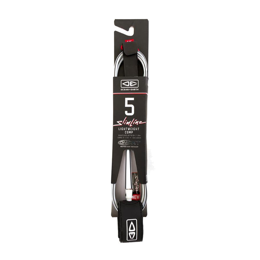 Ocean & Earth Slimline Lightweight Comp One-XT Leash – 5 ft: White packaged Slimline leash