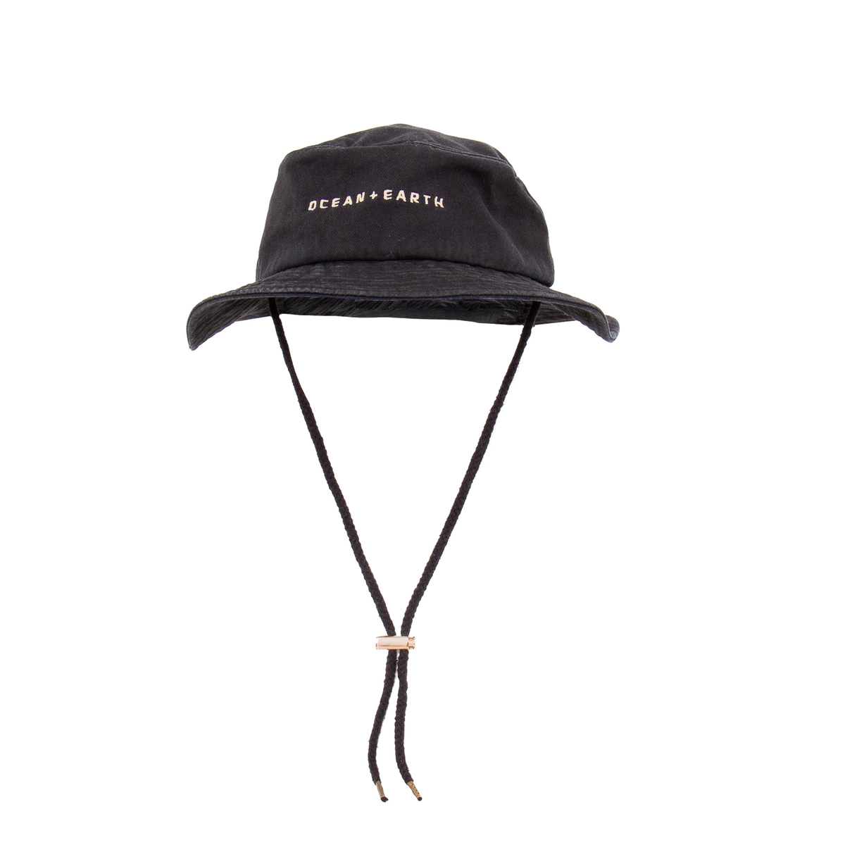 Ocean & Earth One Dayer Bucket Hat: Black hat with adjustable chin cord