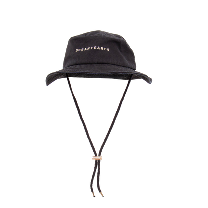 Ocean & Earth One Dayer Bucket Hat: Black hat with adjustable chin cord