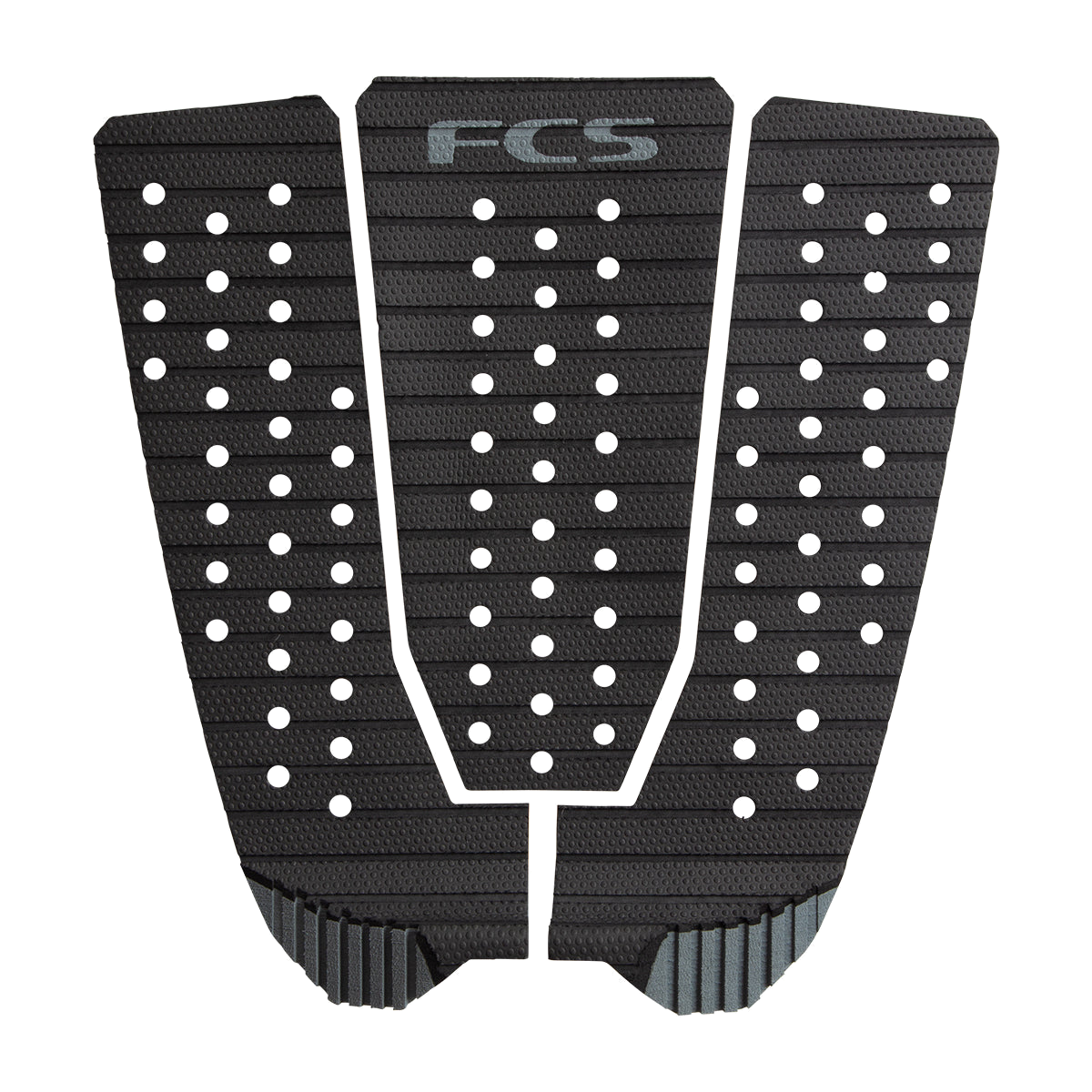 FCS Kolohe Andino Treadlite Traction: black and Charcoal pad with three panels and a grey tail kick