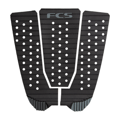 FCS Kolohe Andino Treadlite Traction: black and Charcoal pad with three panels and a grey tail kick