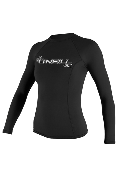 O'Neill Women’s Long Sleeve Rash Vest — Black, front view