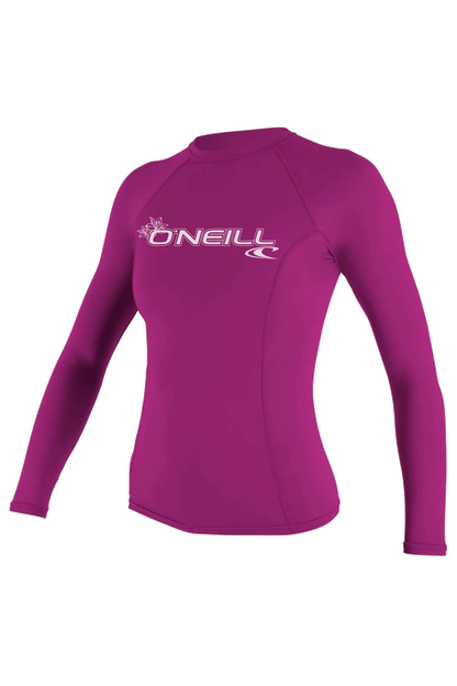 O'Neill Women’s Long Sleeve Rash Vest — Pink, front view